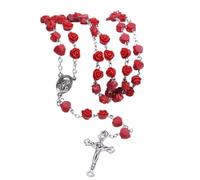 Uqezagpa Rosario católico con colgante de cruz para oración, fe y moda, 4.2*2.2CM Length 14.5cm Length 52cm, Resina, aleación