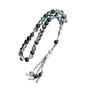 Uqezagpa Rosario de 33 cuentas de oración musulmana Tasbih con colgante de flecos, pulsera étnica islámica para uso diario, Diameter 8mm11.16cm Length 25cm, Vidrio