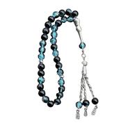 Uqezagpa Rosario de 33 cuentas de oración musulmana Tasbih con colgante de flecos, pulsera étnica islámica para uso diario, Diameter 8mm11.16cm Length 25cm, Vidrio