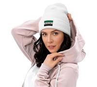 Uqezagpa Sombrero clásico de punto con banderas sirias sin ala para invierno, cálido para uso diario, clima frío, resistente al viento, para todas las edades, blanco, Talla única