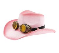 Uqezagpa Sombrero de sol occidental con lentes de ala enrollable, sombrero de color envejecido para un uso cómodo, festival de música, carnaval, tocado occidental