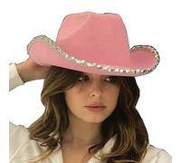 Uqezagpa Sombrero de vaquera para niña, novia, dama de honor, elegante, disfraz de vaquero, cosplay, fiesta, jazz, accesorios para despedida de soltera, hombres y mujeres