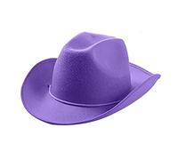 Uqezagpa Sombrero de vaquero de fieltro liso para mujer, para decorar vaquera, con cordón ajustable, para despedida de soltera, para decorar, Morado (, Talla única