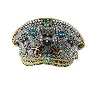 Uqezagpa Sombrero marino con remache para eventos casuales y formales, festivales de música, gorras de disfraz de mujer, gorras de diamantes de imitación con tachuelas, sombrero de cosplay, accesorios