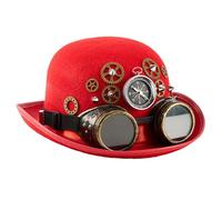 Uqezagpa Sombrero punk unisex para disfraz de Halloween, con estructura de remache, gafas y brújulas, actuaciones escénicas, fieltros negros, accesorios steampunk