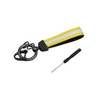 Uqezagpa Soporte de cuero a rayas de alta calidad con anillos de aleación, adecuado para la mayoría de llaves de cadena y puerta, accesorio elegante de cuero a rayas, Amarillo Blanco Yello, Q
