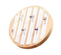 Uqezagpa Soporte de exhibición redondo de madera portátil para joyas, práctico bandeja de almacenamiento para anillos, aretes, encimera, escaparate fácil de usar, organizador de joyas