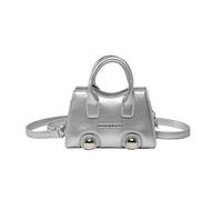 Uqezagpa Spring 2025 - Bolso bandolera pequeño de poliuretano con detalles de remaches para el trabajo y los viajes, de piel sintética, Silver, One Size