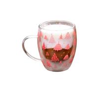 Uqezagpa Tazas transparentes con árbol de Navidad aislado, taza de café de vidrio con asa para vasos de espresso aislados de vacaciones