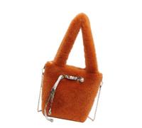 Uqezagpa Versátil bolso de hombro peludo cómodo bolso cruzado de felpa con correa de cadena para trajes de otoño e invierno, bolsa de compras casual, b, One Size