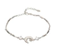 Uqezagpa Versátil brazalete de metal ligero con diseño de luna, color plateado, cadena de mano cómoda para un estilo creativo, joyería de moda plateada versátil