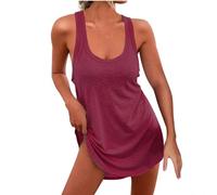 Uqezagpa Vestido de espalda cruzada, casual, para playa, vestido sin mangas, cuello cruzado, cubierta de playa sin mangas, B, S-XXL