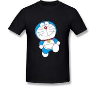 UQSQYDIYO Men's Japanese Cartoon Movie Doraemon Blue T Shirts Black Black