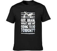 UQSQYDIYO Pinky and The Brain Talking Retro Poster T Shirt Blacks