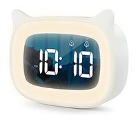 UQTUKO Despertador Infantil, Reloj Despertador niños con Luz Despertador Digital Niveles de Brillo Ajustables y 18 música para Dormir Entrenador para Dormir para Niños para Niñas Y Niños, Blanco