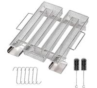 UQTUKO Generador de humo frío con asa, acero inoxidable con gancho y cepillo de limpieza, generador de humo frío para barbacoas, barbacoas, ahumadores, reutilizables, 22,5 x 21 x 4 cm