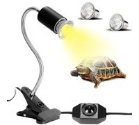 UQTUKO Lámpara para Tortuga, Lámpara de Calor de Reptil con 2 Bombilla 25W 50W UVA UVB Tortugas de Agua Pinza Giratoria de 360 Grados para Lagartos, Serpientes, Camaleones