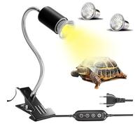 UQTUKO Lámpara para Tortuga, Lámpara de Calor de Reptil con con temporizador y 2 Bombilla UVA/UVB de 50W Tortugas de Agua Pinza Giratoria de 360 Grados para Lagartos, Serpientes, Camaleones