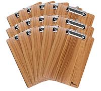 Uquelic 15 Piezas Portapapeles A4 con Pinza/Tableros con Pinza/Carpetas con Pinza Madera Clipboards A4 Impermeable Tablero con Pinza con Peniques Hole