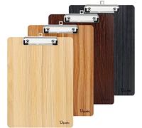 Uquelic 4 Piezas Portapapeles A4 con Pinza/Tableros con Pinza/Carpetas con Pinza Madera Clipboards A4 Impermeable Tablero con Pinza con Peniques Hole (Color múltiple)