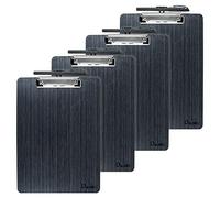 Uquelic 4 Piezas Portapapeles A4 con Pinza/Tableros con Pinza/Carpetas con Pinza Madera Clipboards A4 Impermeable Tablero con Pinza con Peniques Hole (Negro)