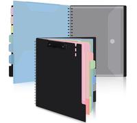 Uquelic Carpeta portapapeles A4 con almacenamiento, 6 bolsillos de doble cara, organizador de proyectos con bolsa con cremallera, portapapeles de plástico para oficina, escuela, color macarrón