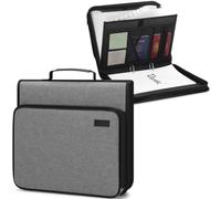 Uquelic Clasificador Documentos A4 con asa, 13 Bolsillos Organizador de Archivos de Acordeón, Archivador 3 Anillas, Portátil Organizador de Extensible para Oficina (Gris)