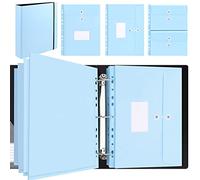Uquelic Organizador de archivos A4 con anillo 3D - Carpeta de archivos con 10 bolsillos perforados de plástico expandibles, azul