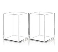 Uquelic Portalápices de Acrílico Transparente, Pack de 2 Organizador Multifuncional para Escritorio, Soporte para Bolígrafos, Lápices y Brochas de Maquillaje