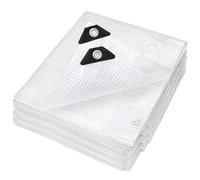 UQXSTAR Lona de rejilla impermeable de 5 x 8 m, 140 g/m², transparente, con ojales, resistente a desgarros, lámina de invernadero, para muebles de jardín, areneros, gallineros y madera