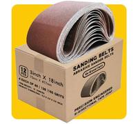 Ur-Excellent - Cinturón de lijado (75 x 457 mm, 12 unidades (4 de 80 120 grano 150) óxido de aluminio para lijadora