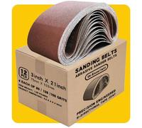 Ur-Excellent - Cinturón de lijado 75 x 457 mm, 12 unidades (4 de 80 120 grano 150) óxido de aluminio para lijadora