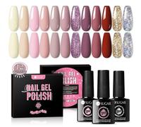 UR SUGAR 12 Colores Esmalte semipermanenteesmalte, Rosa desnudo Lila flash, esmalte de uñas de gel ultravioleta remojo semipermanente manicura DIY arte de uñas regalo