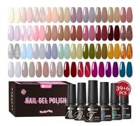 UR SUGAR 45PCS Esmalte Semipermanente, 39 esmalte de uñas desnudo de color brillante, con base y recubrimiento superior mate brillante, kit de manicura empapado en gel de arte de uñas Salón