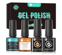 UR SUGAR Base Gel Coat Top Coat, Kit de Manicura para Uñas Fuertes y Saludables, 4 Botellas, Incluye Base, Top Coat, Deshidratador y Imprimación sin Ácido