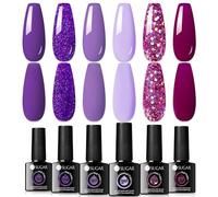 UR SUGAR Esmalte de uñas morado semipermanente en gel, 6 colores gel lavanda púrpura empapado de uñas led, pintura semipermanente de manicura DIY Halloween en el arte de las uñas del Salón
