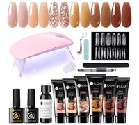UR SUGAR Kit Completo de Extensión con Gel UV 15ML Morado de Color Café Lámpara U V Base & Top Coat Gel et Outils de Manucure, DIY Nail Art Kit pour Débutant