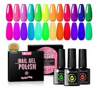 UR SUGAR Pintauñas Semipermanentes Neon, 12 Colores Esmaltes Semipermanentes para Uñas Rosa Amarillo Verde Azul Pintauñas Gel UV Set Soak Off DIY Uñas Semipermanentes
