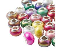 UR URLIFEHALL 100 cuentas europeas de resina opaca, cuentas de agujero grande, cuentas de porcelana de imitación para collar, pulsera, fabricación de joyas