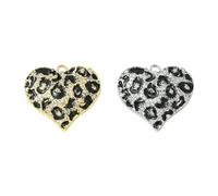 UR URLIFEHALL 2 dijes de corazón de circonita cúbica de 2 estilos con estampado de leopardo para hacer joyas, aretes, pulseras, collares