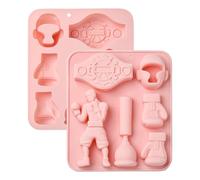 UR URLIFEHALL 2 moldes de silicona con forma de guante de boxeo con forma de casco para decoración de pasteles, gelatina, caramelo, galletas, manualidades
