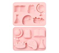 UR URLIFEHALL 2 moldes de silicona para bolsa escolar, con forma de globo de libro, moldes para fondant para chocolate, dulces, hornear, alimentos, fiestas, galletas, decoración de pasteles