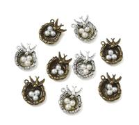 UR URLIFEHALL 20 dijes de nido de pájaro tibetano de 2 colores con perlas de imitación de golondrina de huevo para manualidades, pulseras, collares, llaveros