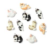 UR URLIFEHALL 30 dijes de resina de gato de 5 estilos para pulseras, collares, aretes, llaveros, bisutería, manualidades