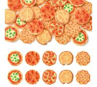 UR URLIFEHALL 30 piezas de 5 estilos deliciosos cabujones de resina de pizza de imitación de comida con parte trasera plana para manualidades, álbumes de recortes, fundas de teléfono, decoración del