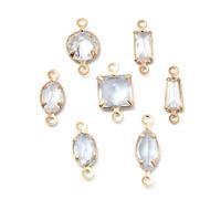 UR URLIFEHALL 35 piezas de 7 estilos de latón pavé de circonita cúbica con diamantes de imitación transparentes de doble bucle para joyas, pulseras, manualidades