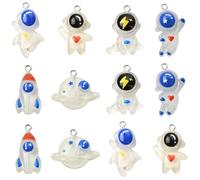 UR URLIFEHALL 36 dijes de resina de 6 estilos de astronauta, lindos dijes de cohete planeta universo para hacer collares, pulseras, llaveros, joyas