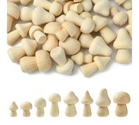 UR URLIFEHALL 40 hongos de madera sin terminar de 8 estilos, sin pintar, decoración de hongos de madera natural para manualidades, regalo, decoración del hogar y el jardín