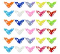 UR URLIFEHALL 60 cuentas acrílicas de corazón de 10 colores con alas de ángel, cuentas en forma de corazón de color AB para pulseras, bisutería, manualidades de hadas