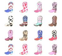 UR URLIFEHALL 60 piezas de 12 estilos impresos de botas de vaquero con temática occidental para hacer joyas, pendientes, pulseras, collares